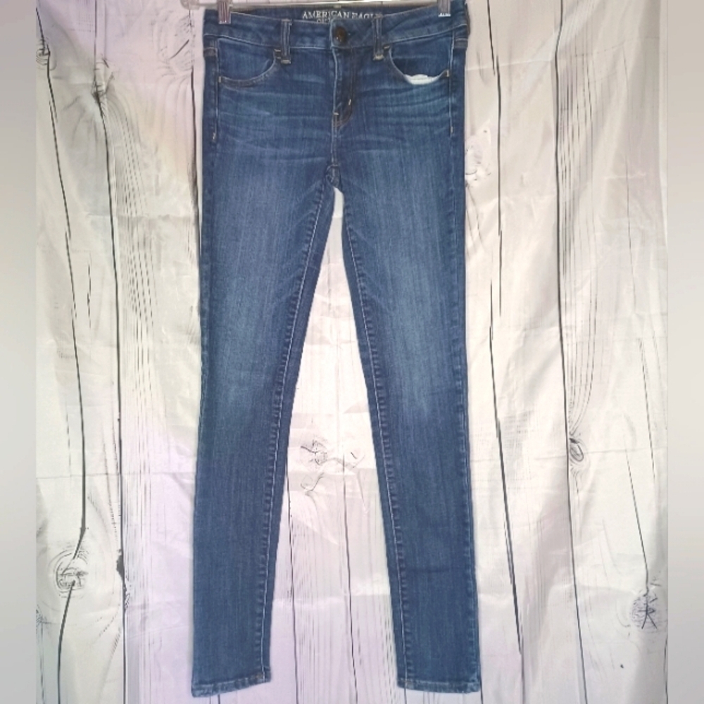 American Eagle Blue Skinny Jeggins Super Super Stretch